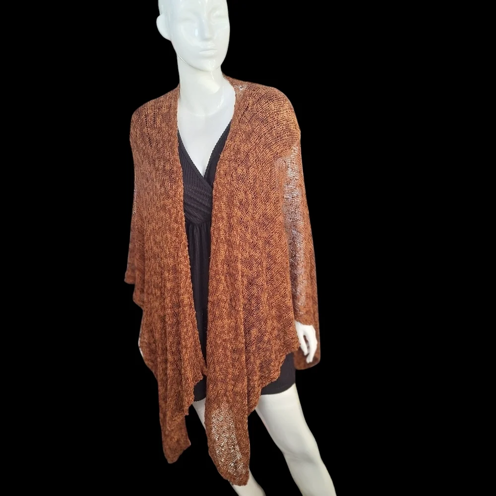 Cold Water Creek Open Front Sweater Cardigan Poncho Wrap Shawl Cape Cloak Sz O/S - Picture 13 of 15